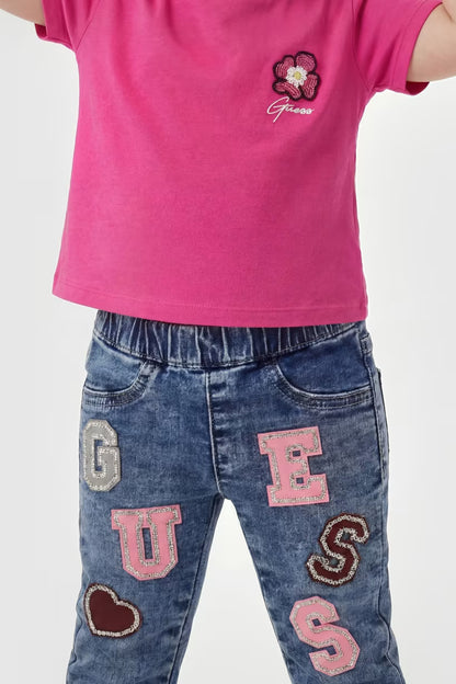 GUESS KIDS PAPER BAG STRETCH DENIM PANTS