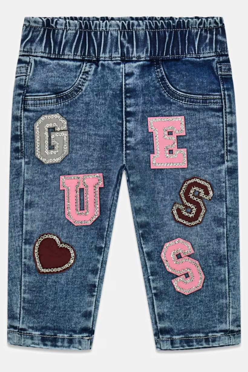 GUESS KIDS PAPER BAG STRETCH DENIM PANTS