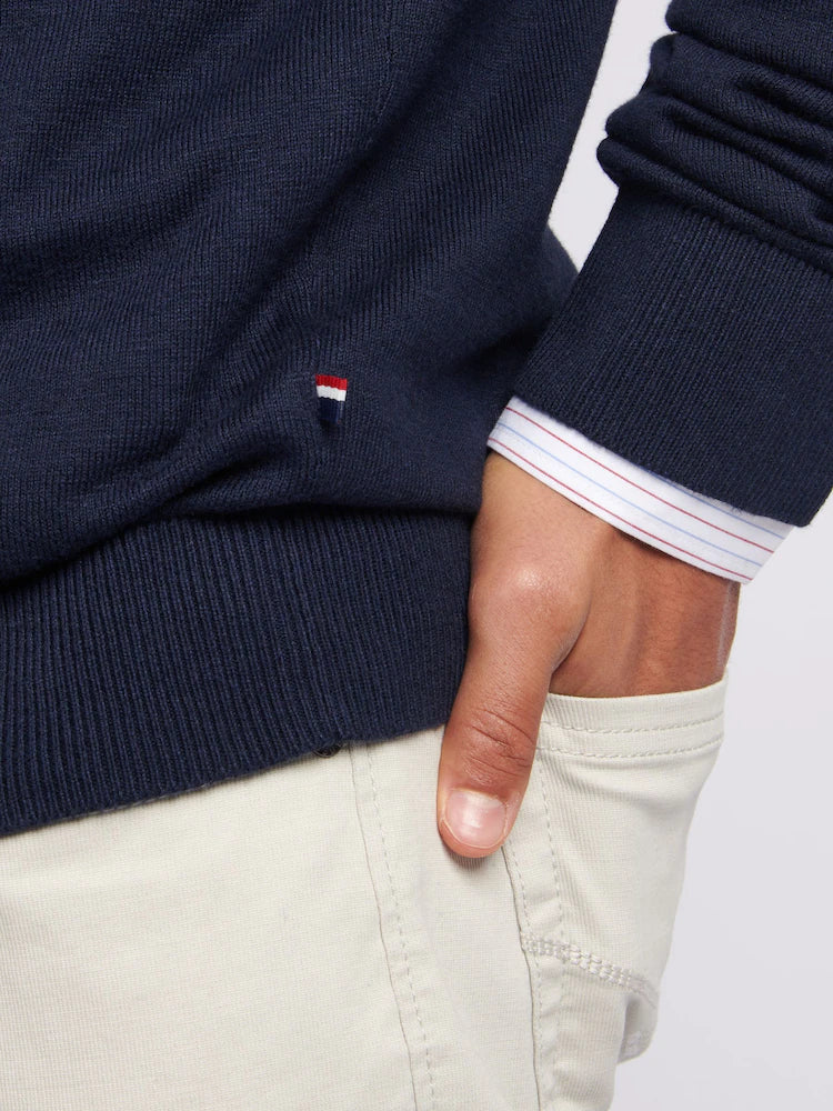 U.S POLO ASSN HALF-ZIP SWEATER IN COTTON & CASHMERE BLEND