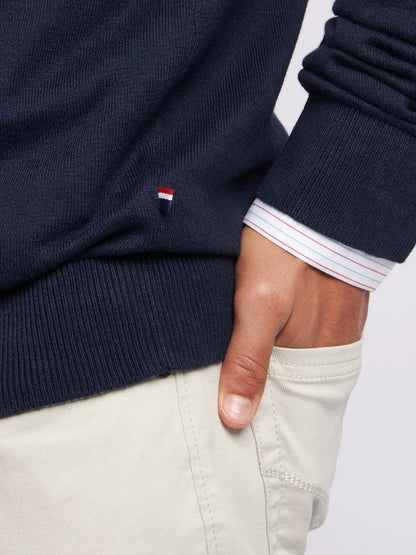 U.S POLO ASSN HALF-ZIP SWEATER IN COTTON & CASHMERE BLEND