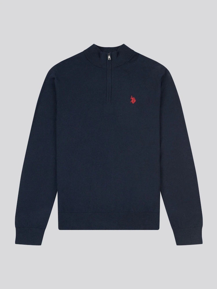 U.S POLO ASSN HALF-ZIP SWEATER IN COTTON & CASHMERE BLEND