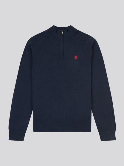 U.S POLO ASSN HALF-ZIP SWEATER IN COTTON & CASHMERE BLEND