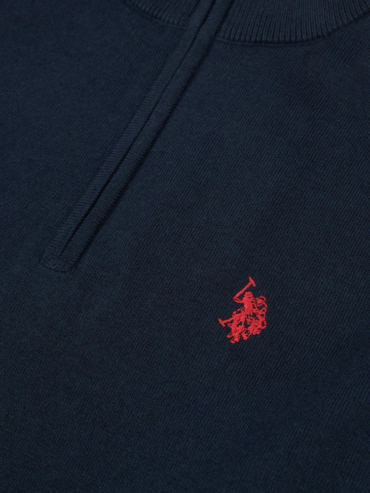 U.S POLO ASSN HALF-ZIP SWEATER IN COTTON & CASHMERE BLEND