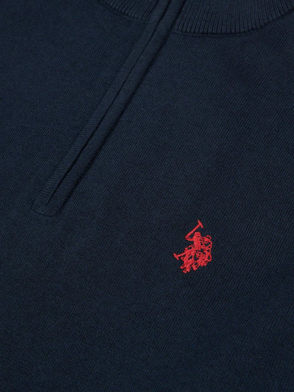 U.S POLO ASSN HALF-ZIP SWEATER IN COTTON & CASHMERE BLEND