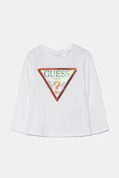 GUESS GIRLS LS SEQUIN T SHIRT