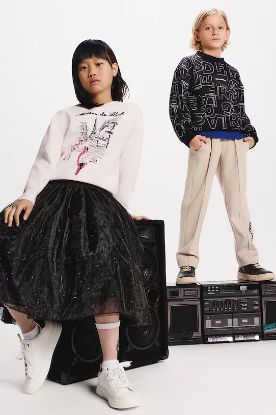 KARL LAGERFELD KIDS ALLOVER LOGO PRINT SWEATSHIRT