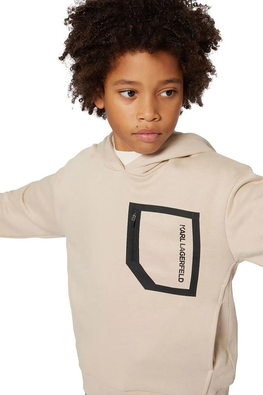 KARL LAGERFELD ZIP POCKET HOODED SWEATSHIRT