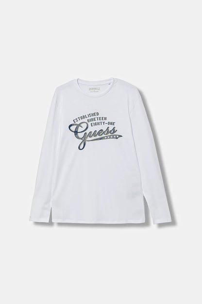 GUESS LONGSLEEVE EMBROIDERED T SHIRT