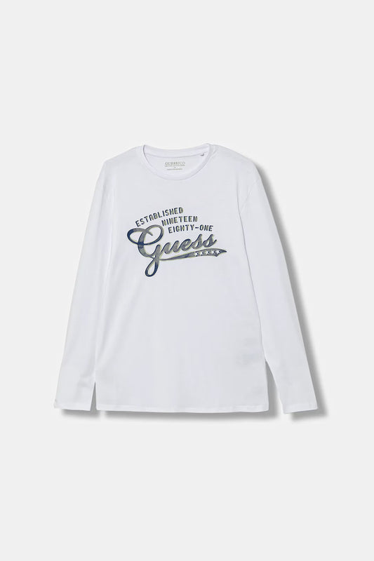 GUESS LONGSLEEVE EMBROIDERED T SHIRT