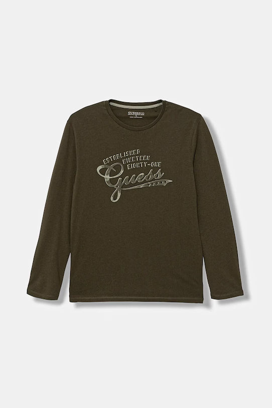GUESS LONGSLEEVE EMBROIDERED LOGO T SHIRT
