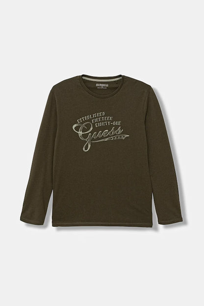 GUESS LONGSLEEVE EMBROIDERED LOGO T SHIRT
