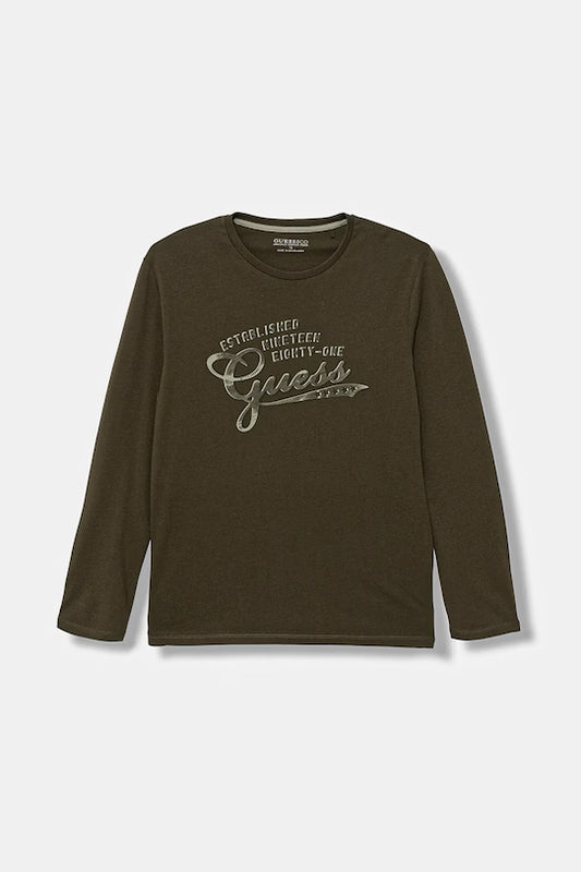GUESS LONGSLEEVE EMBROIDERED LOGO T SHIRT