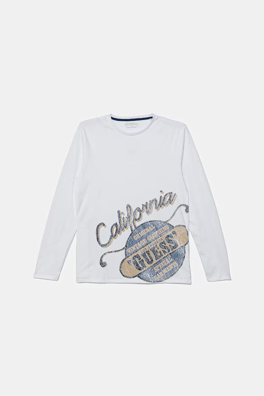 GUESS EMBROIDERED LS T SHIRT