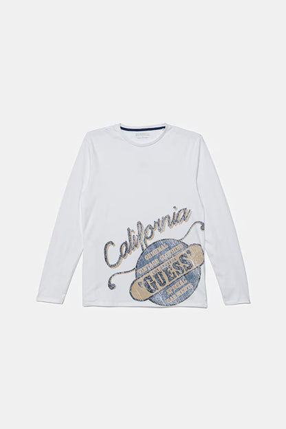 GUESS EMBROIDERED LS T SHIRT