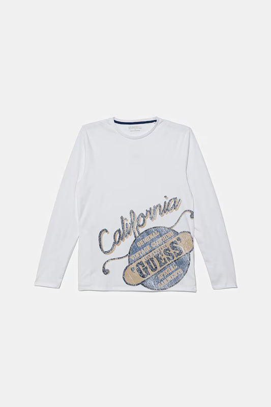 GUESS EMBROIDERED LS T SHIRT