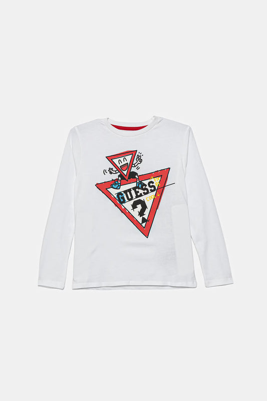 GUESS TWO TRIANGLES LOGO T SHIRT