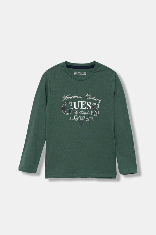 GUESS LS EMBROIDERED T SHIRT