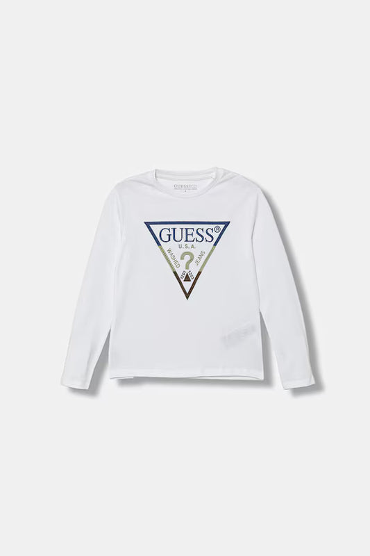 GUESS LS TRIANGLE LOGO T SHIRT