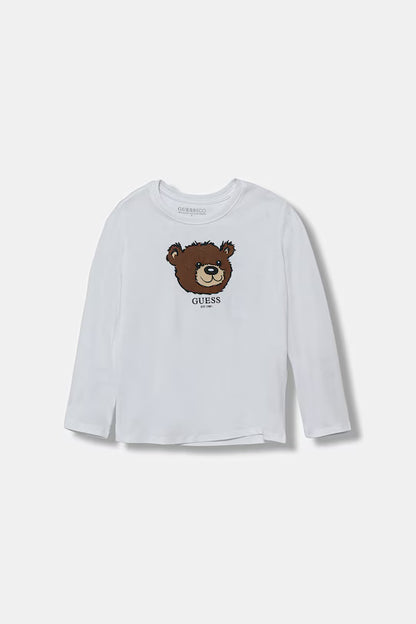 GUESS COTTON BEAR EMBROIDERED T SHIRT
