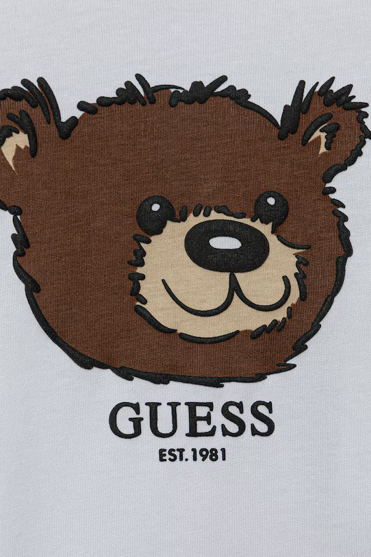 GUESS COTTON BEAR EMBROIDERED T SHIRT
