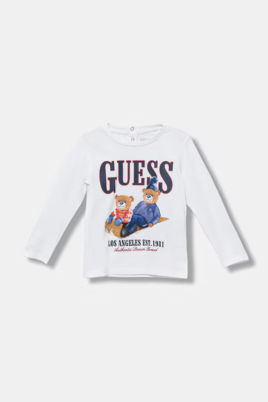 GUESS KIDS BEAR EMBROIDERY LS T SHIRT