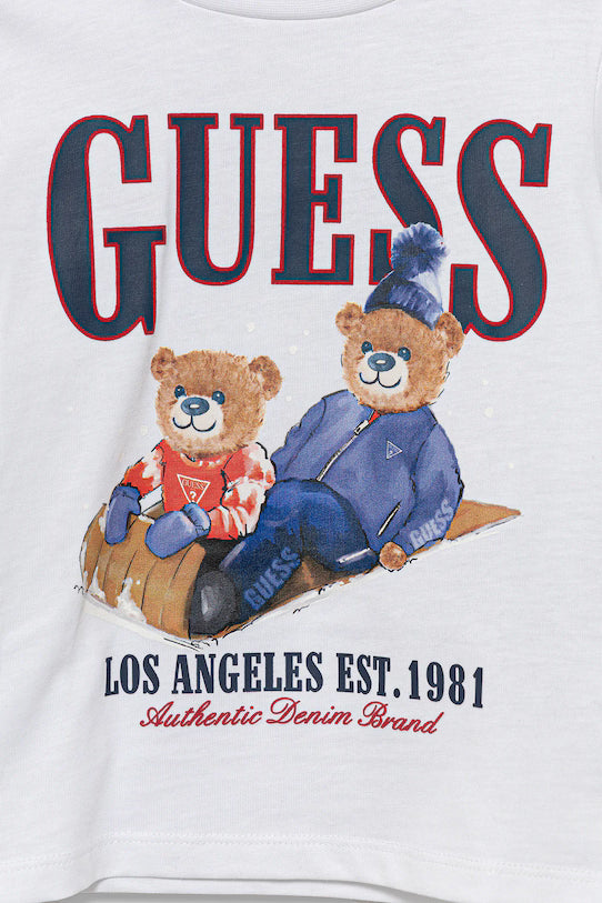 GUESS KIDS BEAR EMBROIDERY LS T SHIRT