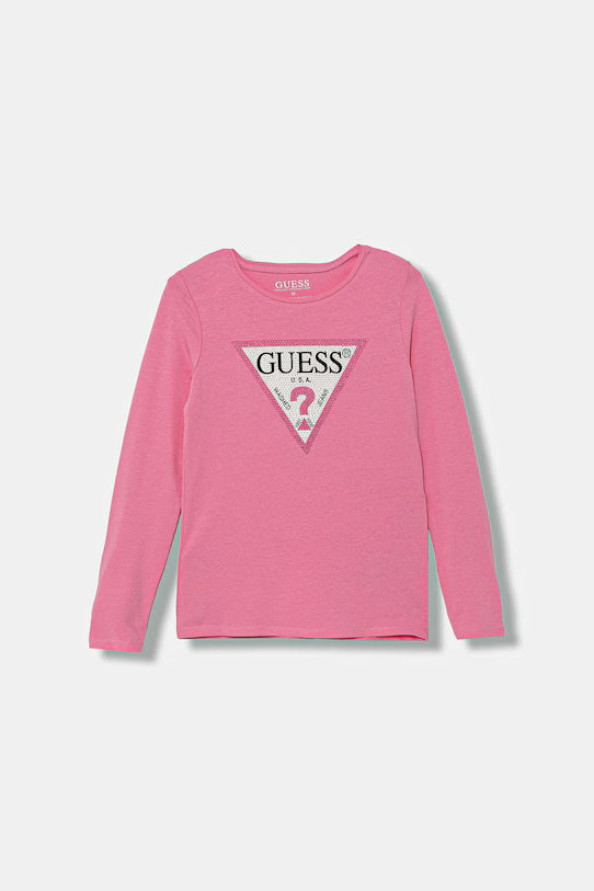 GUESS LS STRASS TRIANGLE LOGO T SHIRT