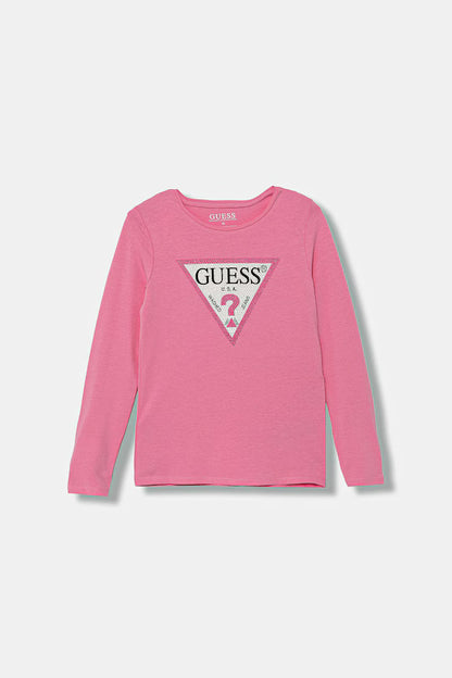 GUESS LS STRASS TRIANGLE LOGO T SHIRT