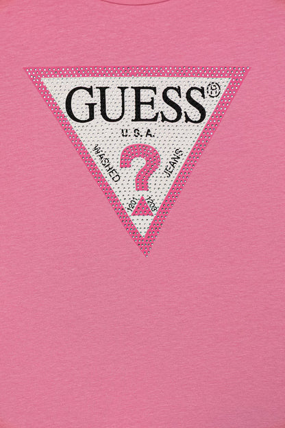 GUESS LS STRASS TRIANGLE LOGO T SHIRT