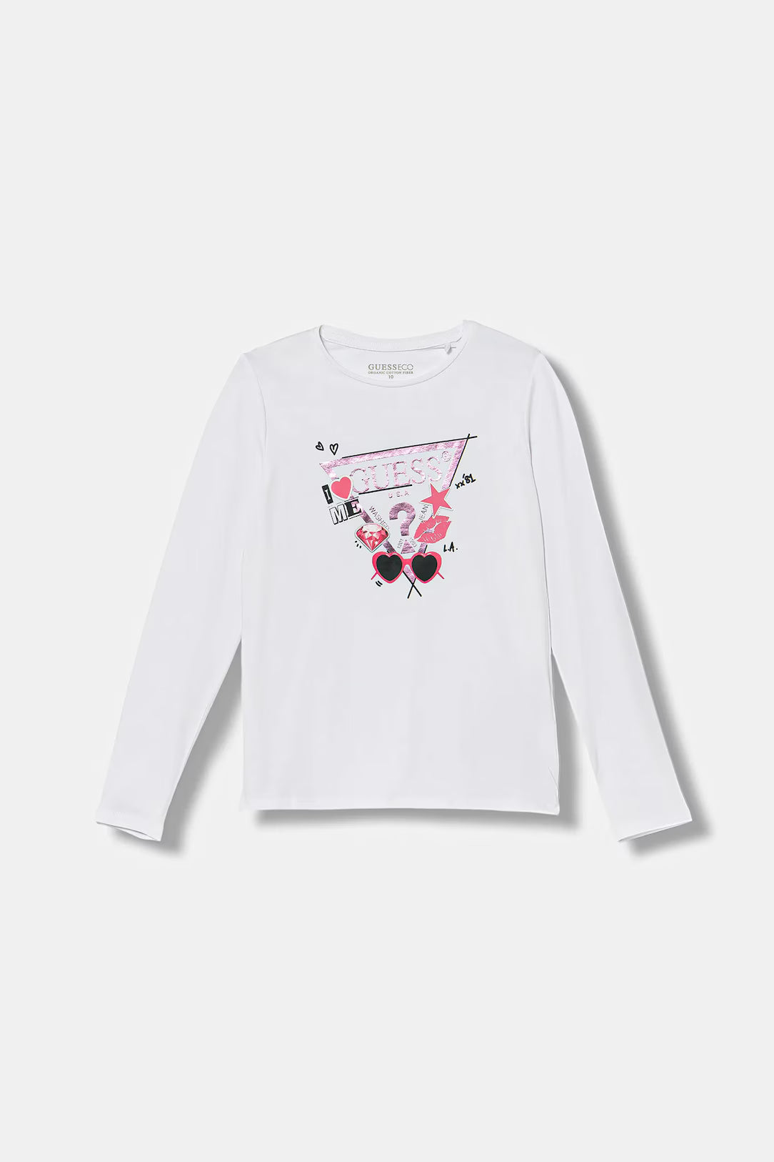GUESS LS TRIANGLE MULTI LOGO T SHIRT