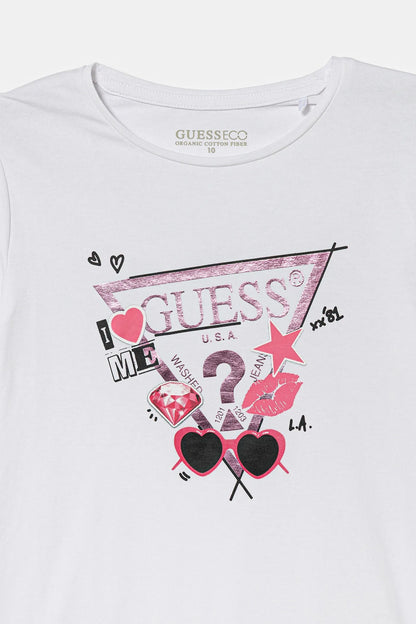 GUESS LS TRIANGLE MULTI LOGO T SHIRT