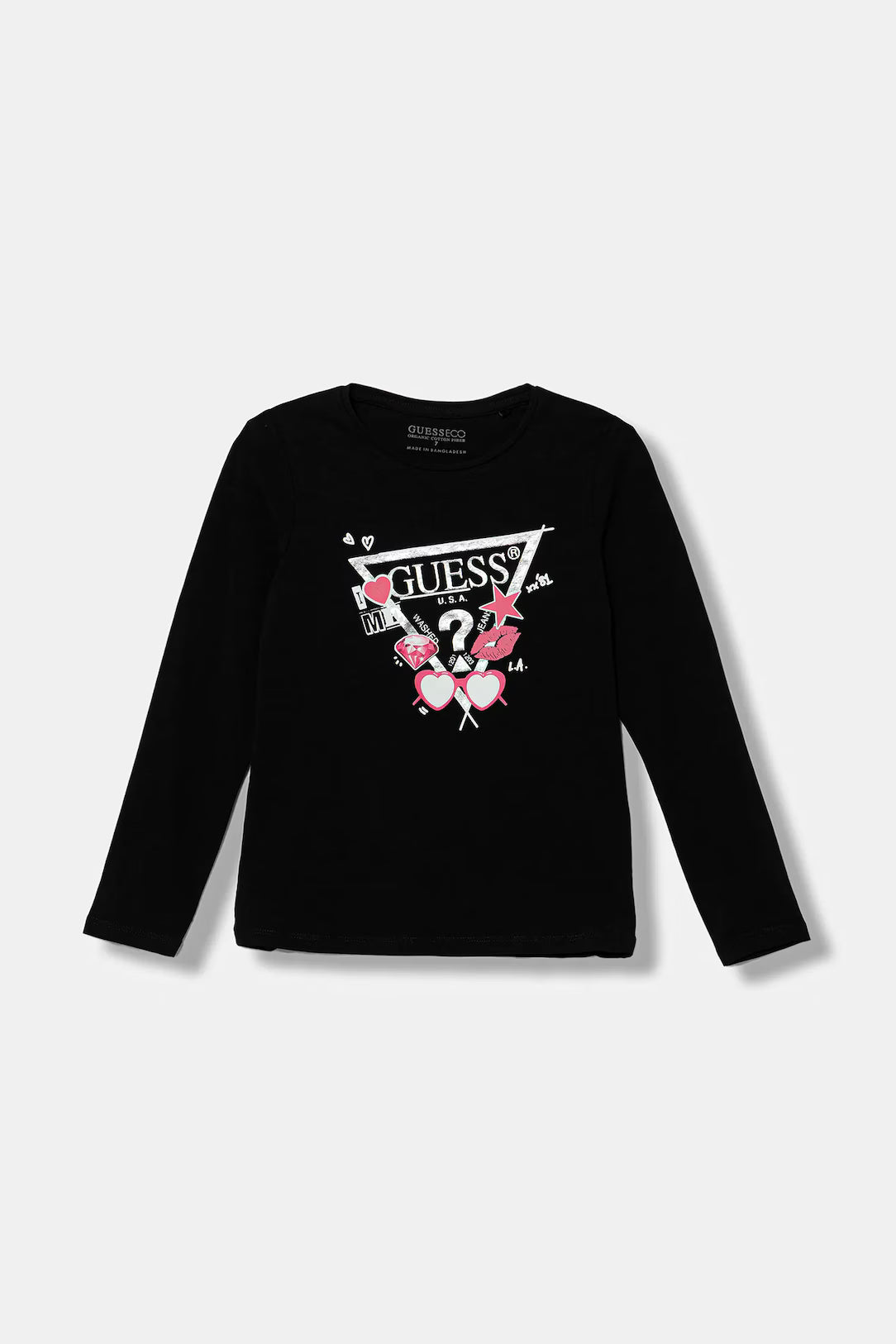 GUESS LS TRIANGLE MULTI LOGO T SHIRT