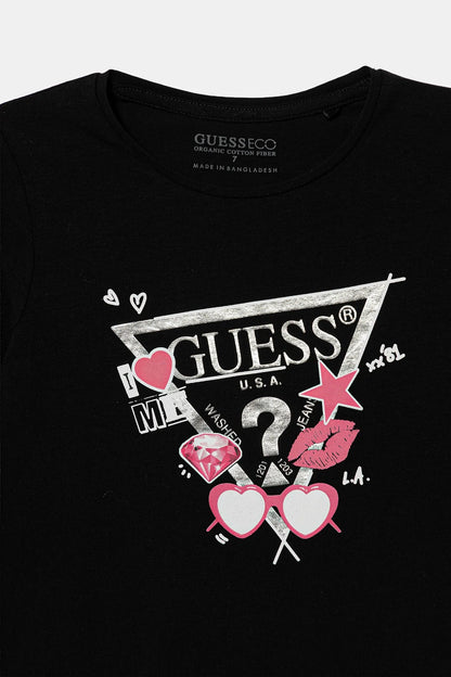 GUESS LS TRIANGLE MULTI LOGO T SHIRT