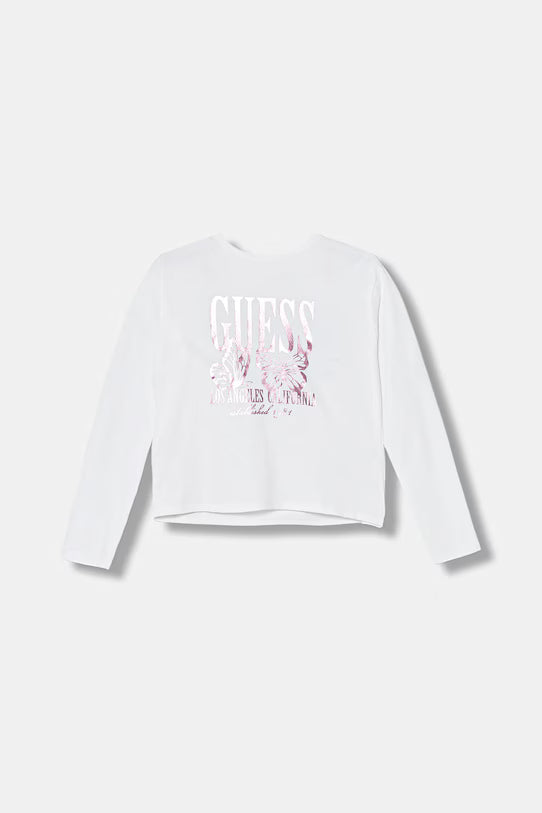 GUESS LS FLOWER EMBROIDERED T SHIRT