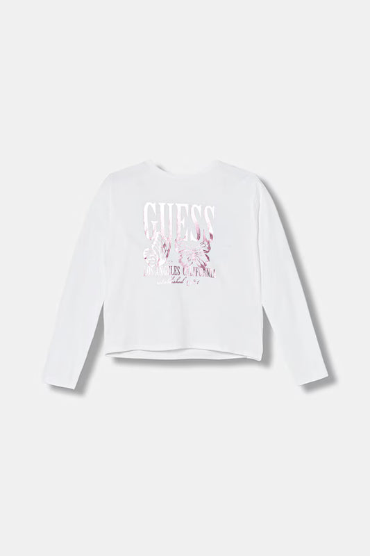 GUESS LS FLOWER EMBROIDERED T SHIRT