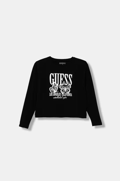 GUESS LS FLOWER  EMBROIDERED T SHIRT