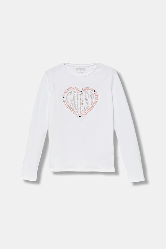GUESS GIRL LS T SHIRT WITH HEART EMBROIDERY