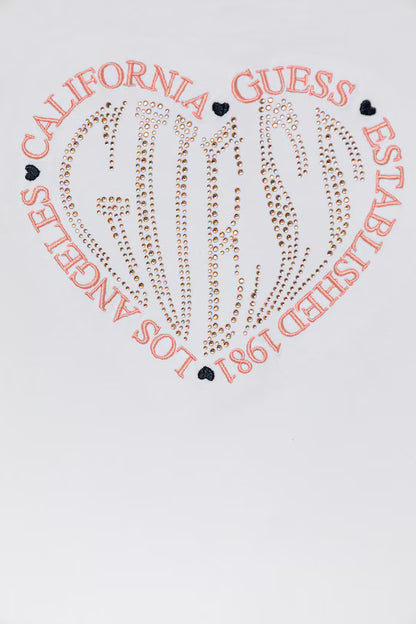 GUESS GIRL LS T SHIRT WITH HEART EMBROIDERY