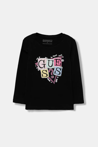 GUESS LS TRIANGLE LETTERS LOGO T SHIRT