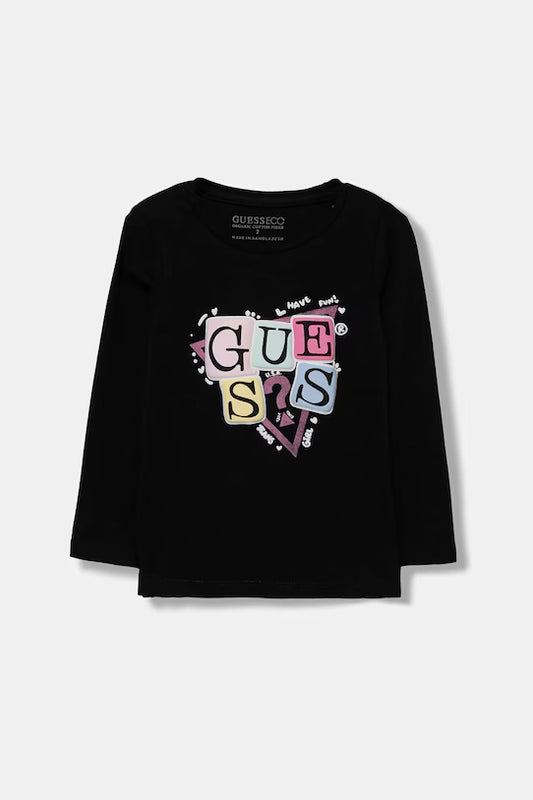GUESS LS TRIANGLE LETTERS LOGO T SHIRT