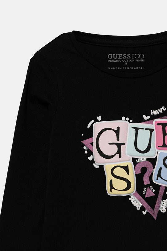 GUESS LS TRIANGLE LETTERS LOGO T SHIRT