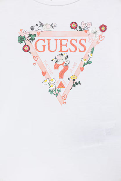 GUESS GIRL FLOWER TRIANGLE T SHIRT