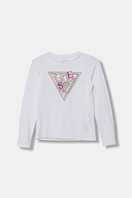 GUESS KIDS TRIANGLE SEQUINS LS T SHIRT