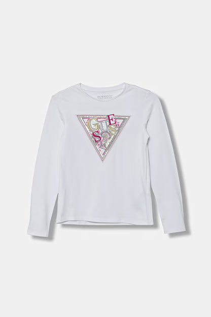 GUESS KIDS TRIANGLE SEQUINS LS T SHIRT