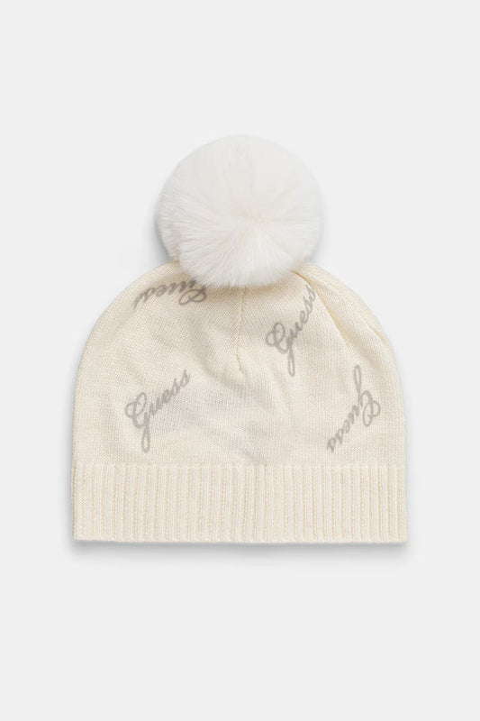 GUESS KIDS KNITTED HAT WITH POM POM