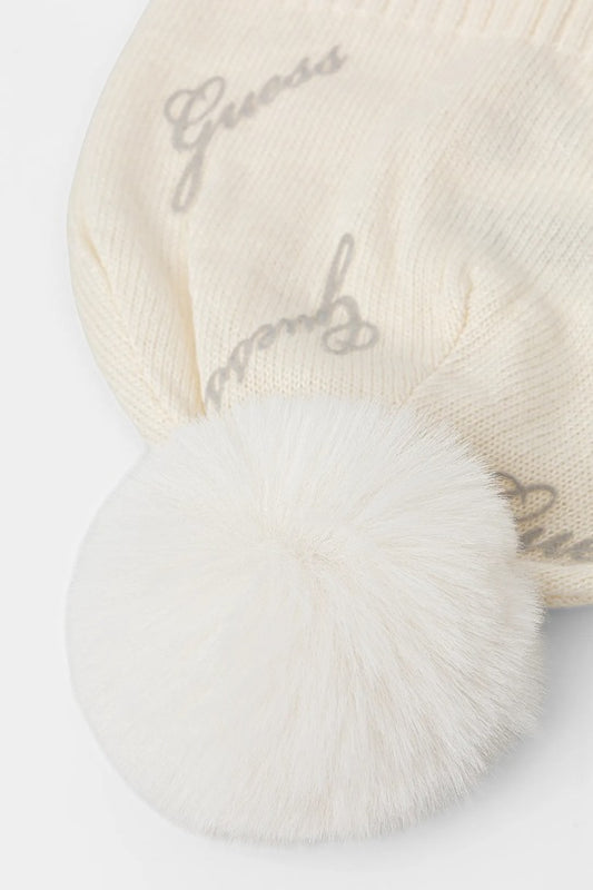 GUESS KIDS KNITTED HAT WITH POM POM