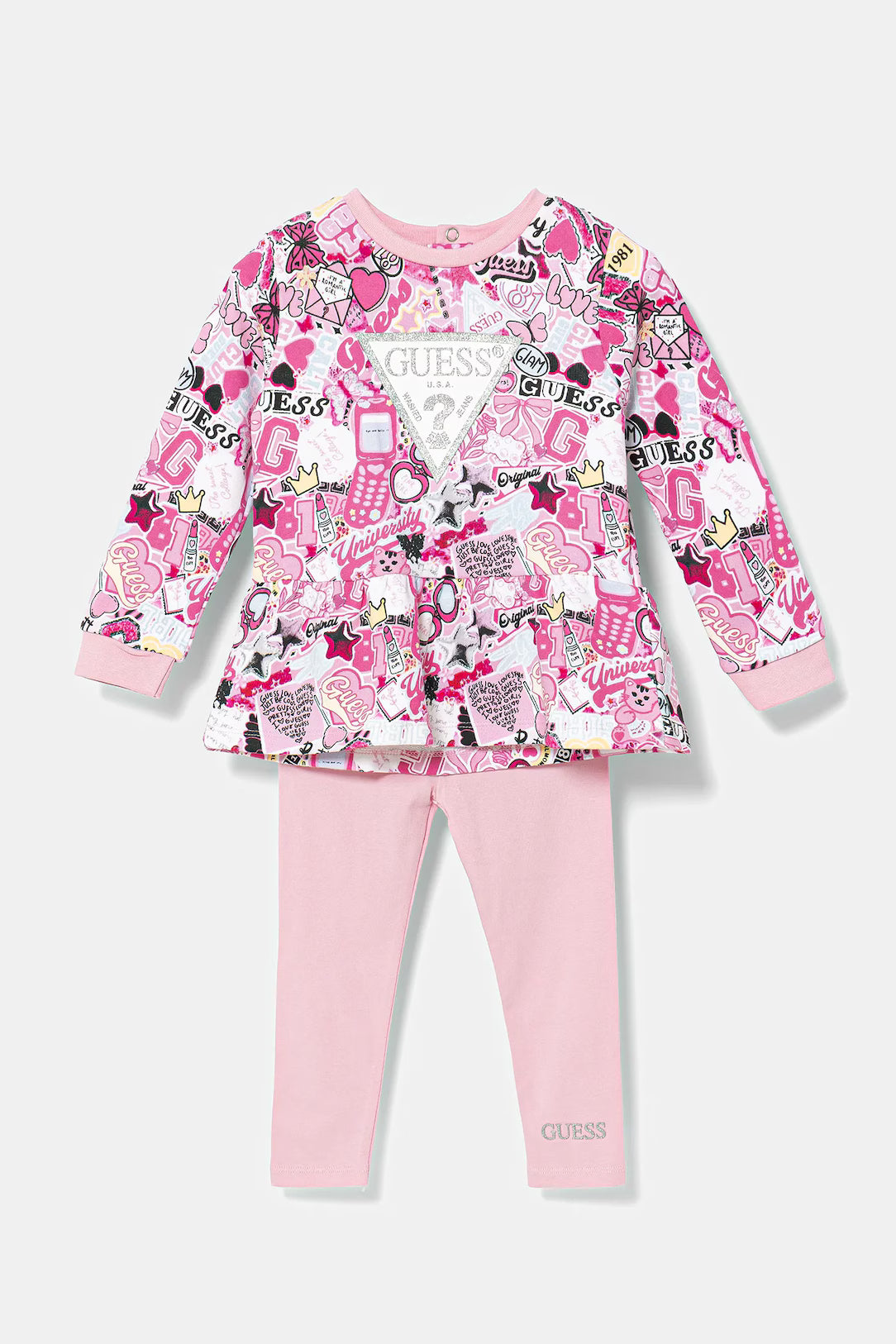 GUESS ALLOVER PRINT TOP & LEGGINGS SET