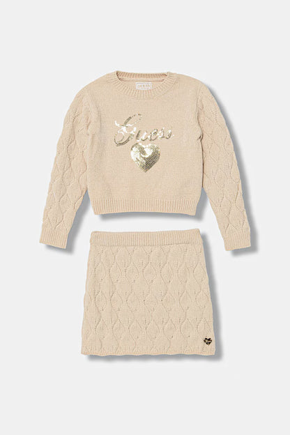 GUESS KIDS SET KNITTED SWEATER & SKIRT