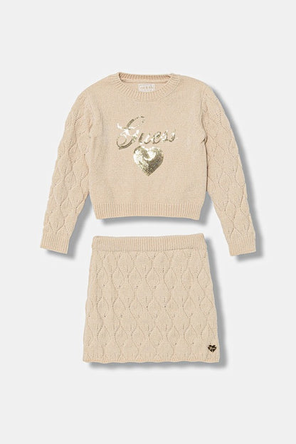 GUESS KIDS SET KNITTED SWEATER & SKIRT