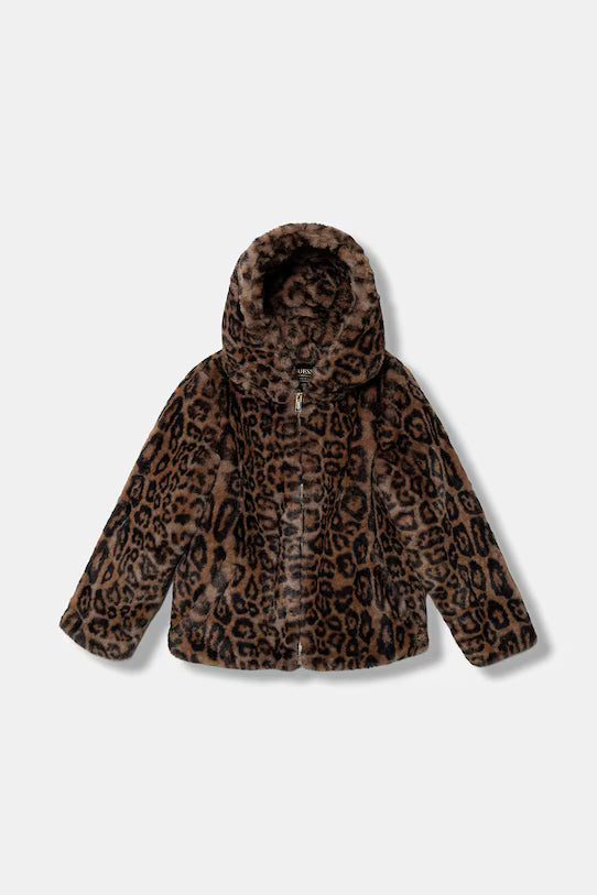 GUESS JEANS HOODED FAUX FUR JACKET